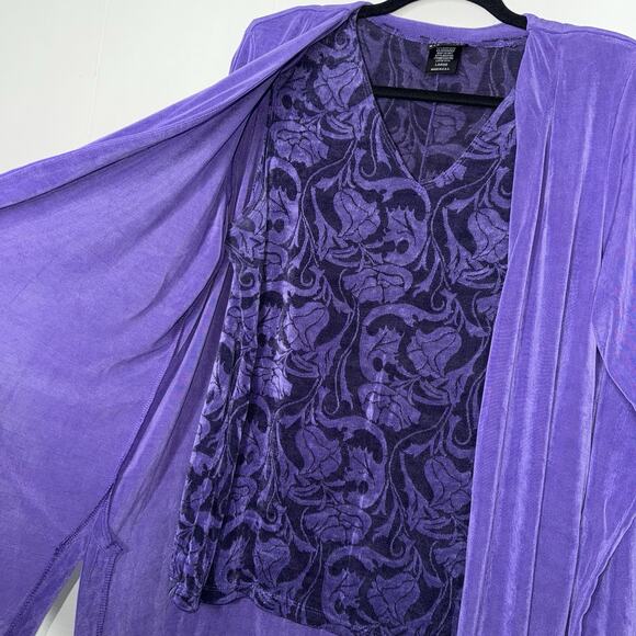 Citiknits Women’s 2 Piece Slinky Knit Tank Top & Jacket Purple Size Large - Picture 3 of 5